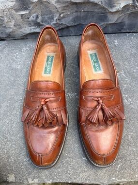 Cole Haan Tan Brown Leather Tassel Loafers